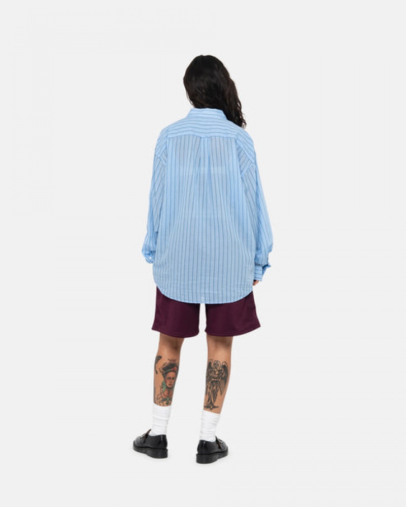 Blue Men's Stussy Light Weight Classic Shirts | DNS-4332