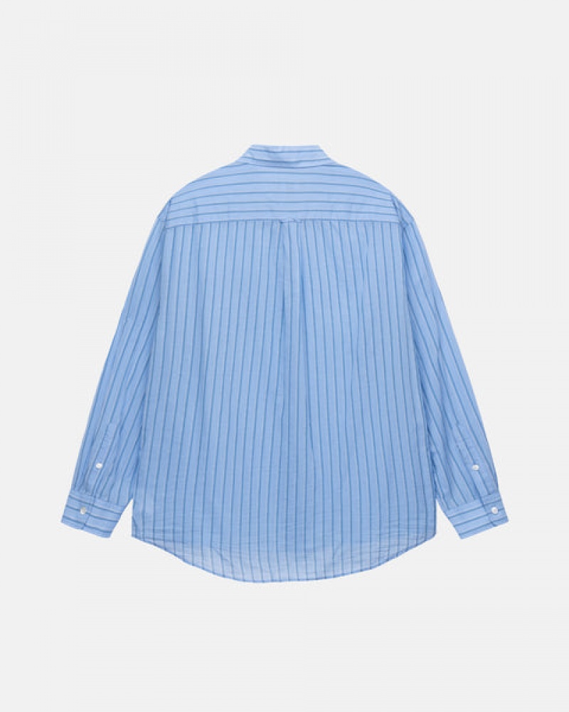 Blue Men's Stussy Light Weight Classic Shirts | DNS-4332