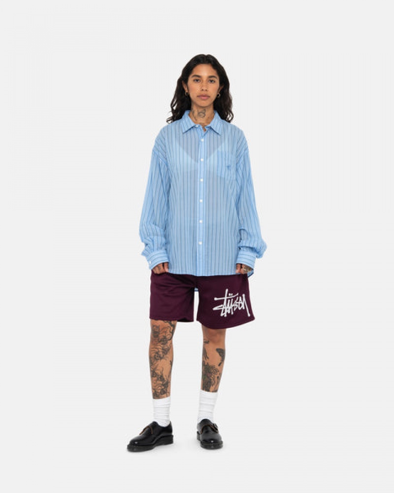 Blue Men's Stussy Light Weight Classic Shirts | DNS-4332