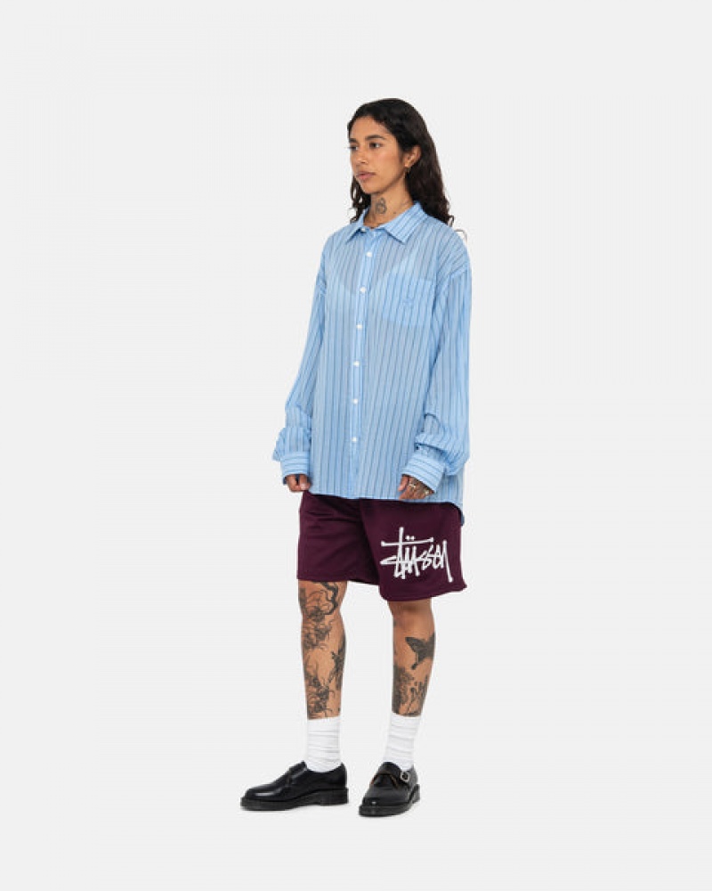 Blue Men's Stussy Light Weight Classic Shirts | DNS-4332