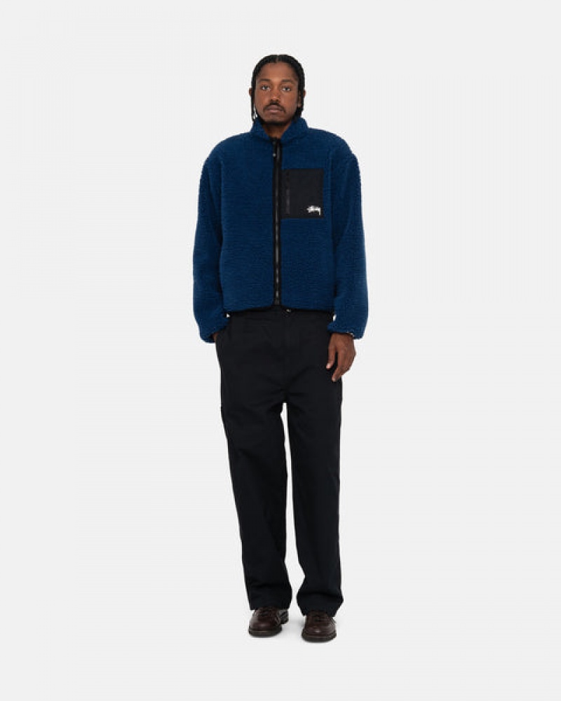 Blue Men's Stussy Sherpa Reversible Jackets | NVW-0978