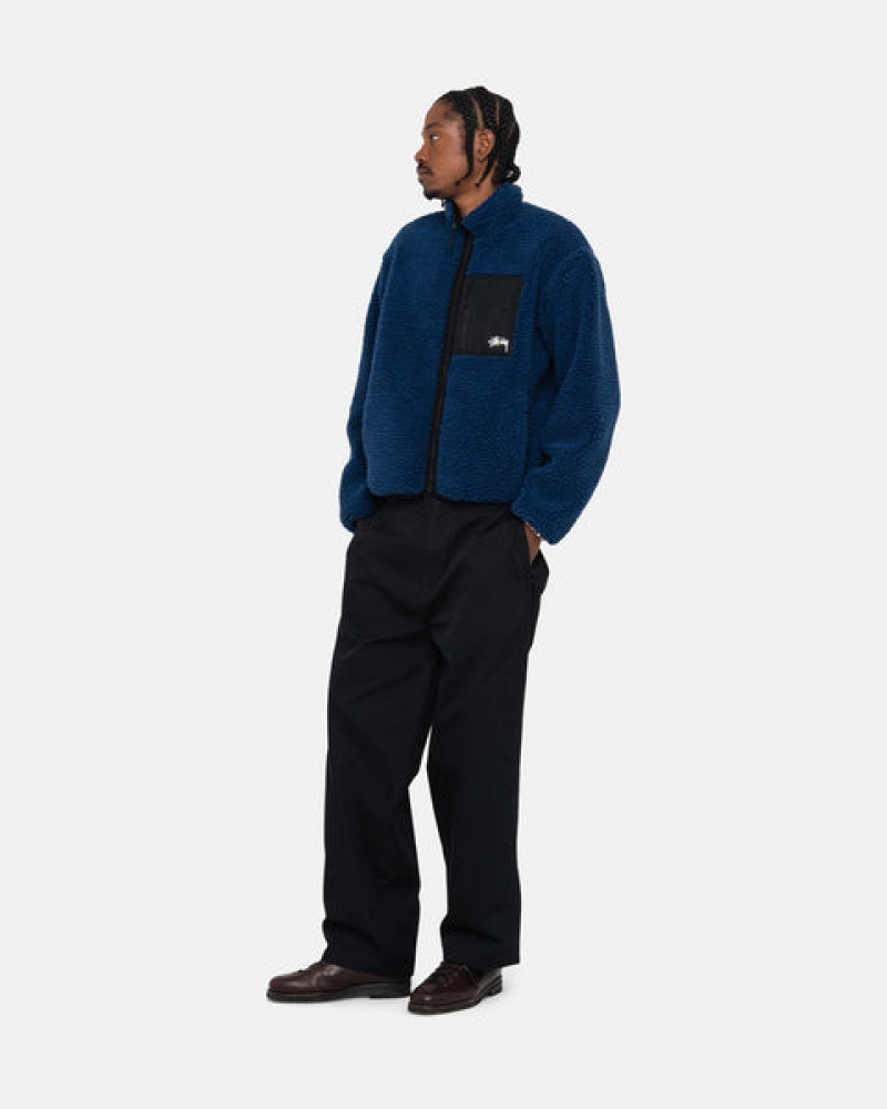 Blue Men's Stussy Sherpa Reversible Jackets | NVW-0978