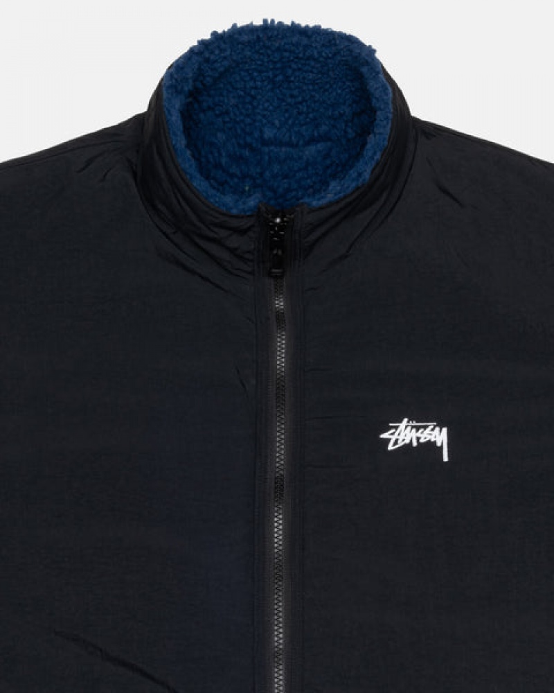 Blue Men's Stussy Sherpa Reversible Jackets | NVW-0978