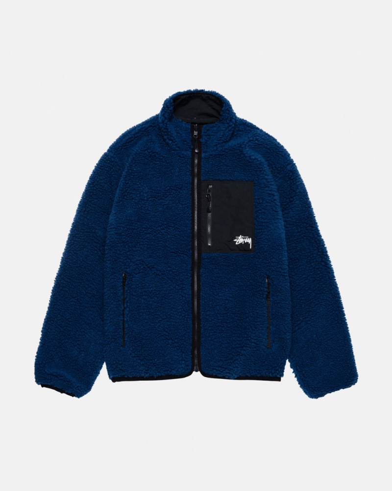 Blue Men\'s Stussy Sherpa Reversible Jackets | NVW-0978