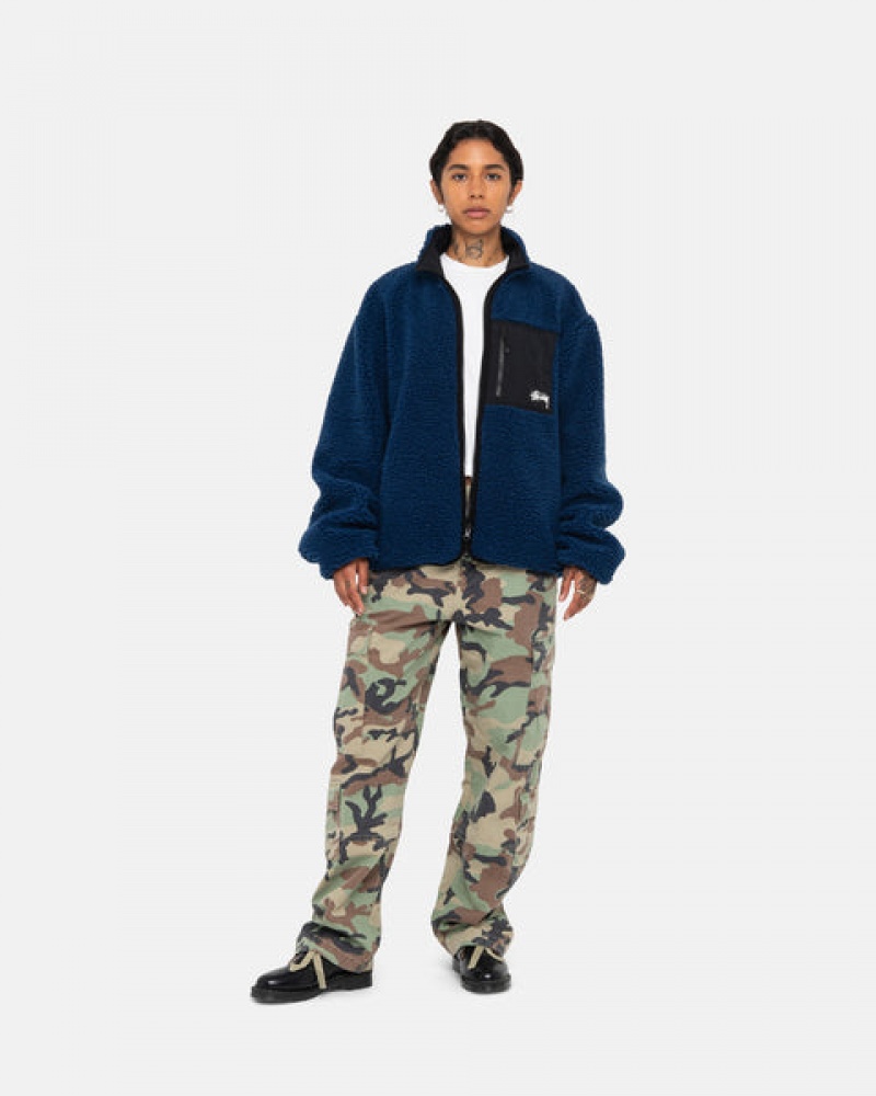 Blue Women's Stussy Sherpa Reversible Jackets | JKK-9352