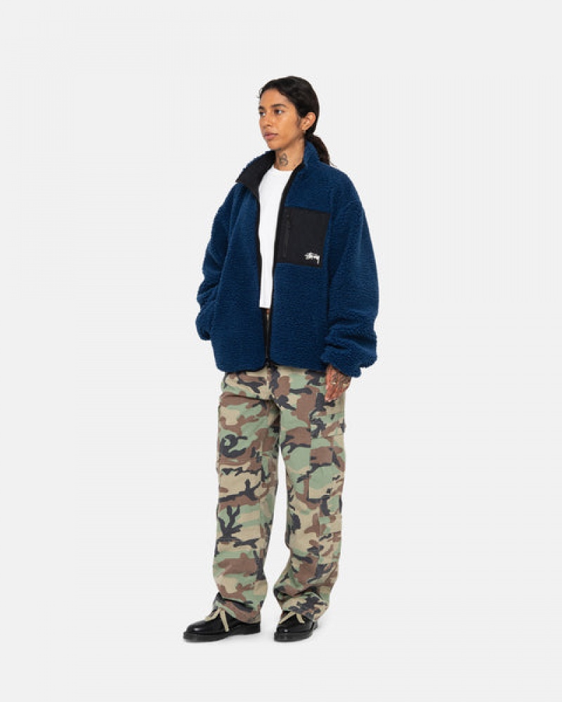 Blue Women's Stussy Sherpa Reversible Jackets | JKK-9352