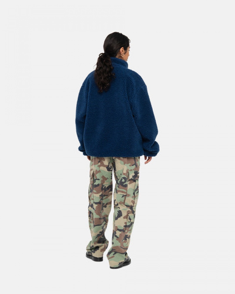 Blue Women's Stussy Sherpa Reversible Jackets | JKK-9352