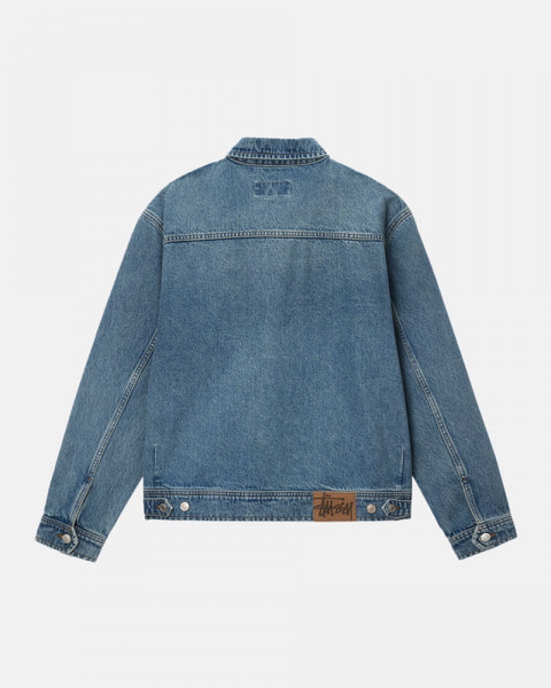 Blue Women's Stussy Zip Work Jacket Denim Jackets | BUY-5459