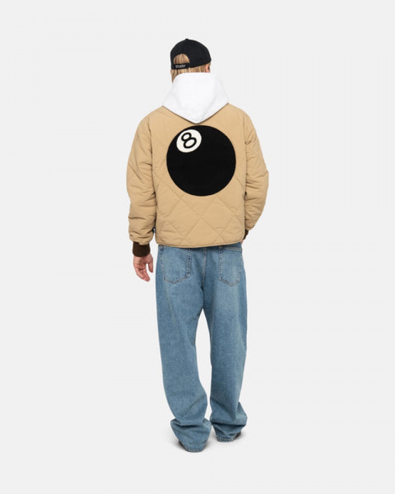 Brown Men's Stussy 8 Ball Quilted Liner Jackets | EPU-9627