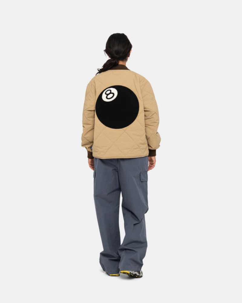 Brown Men's Stussy 8 Ball Quilted Liner Jackets | EPU-9627