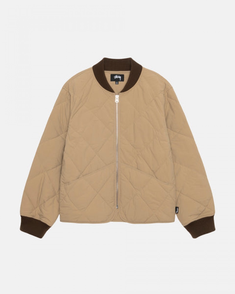 Brown Men's Stussy 8 Ball Quilted Liner Jackets | EPU-9627