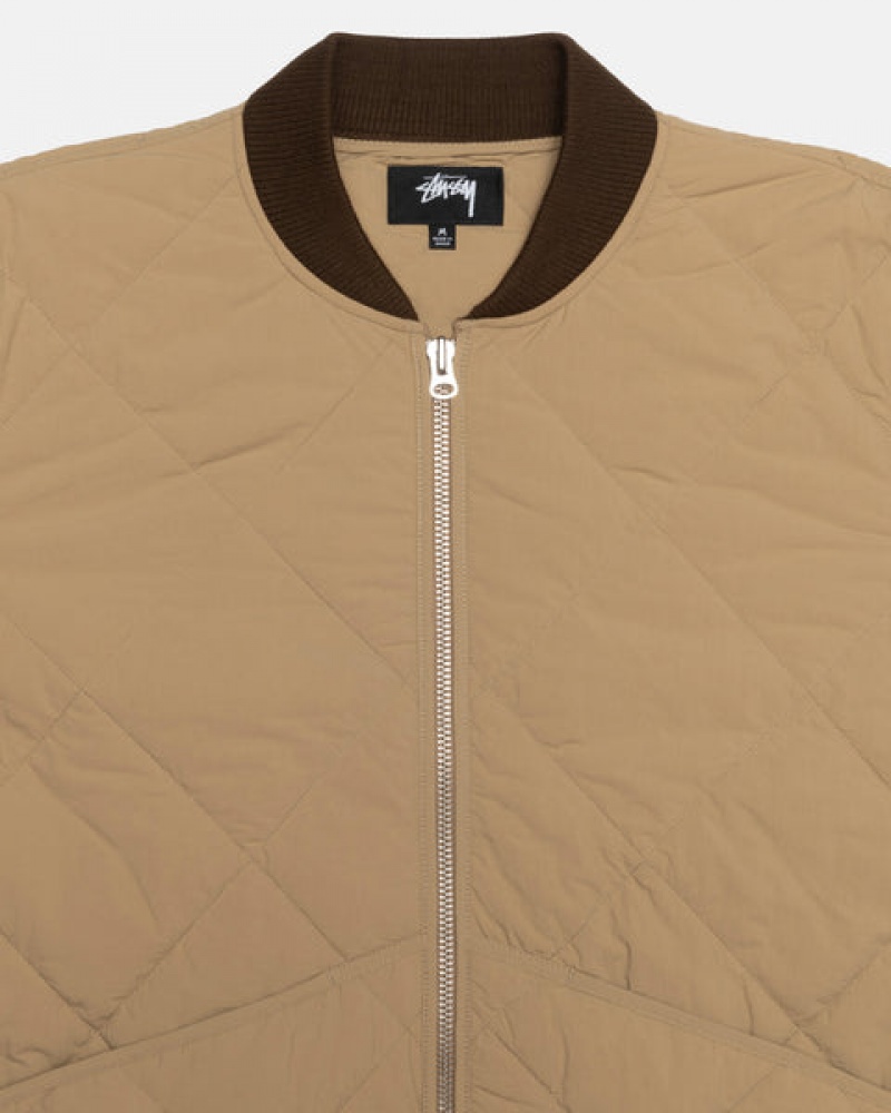 Brown Men's Stussy 8 Ball Quilted Liner Jackets | EPU-9627