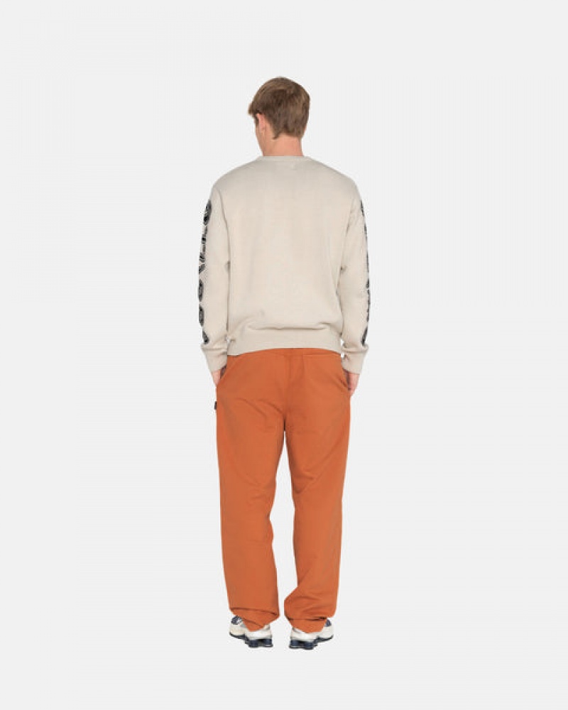 Brown Men's Stussy Brushed Beach Pants | ZAF-4841