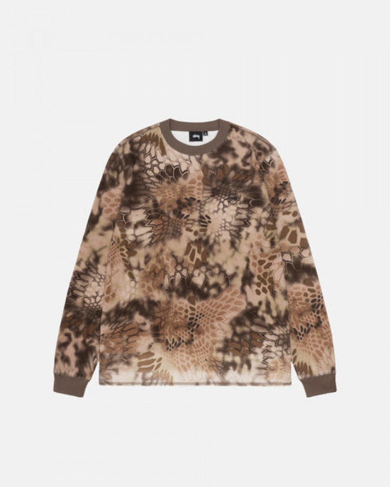 Brown Men's Stussy Kryptek Camo LS Thermal Tops | EAN-9125