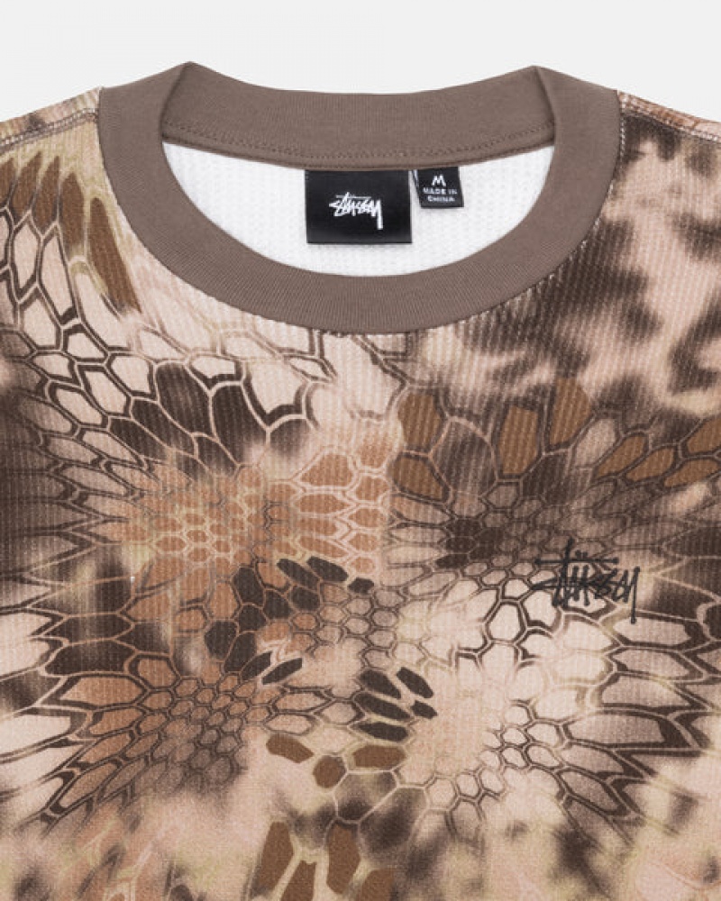 Brown Men's Stussy Kryptek Camo LS Thermal Tops | EAN-9125