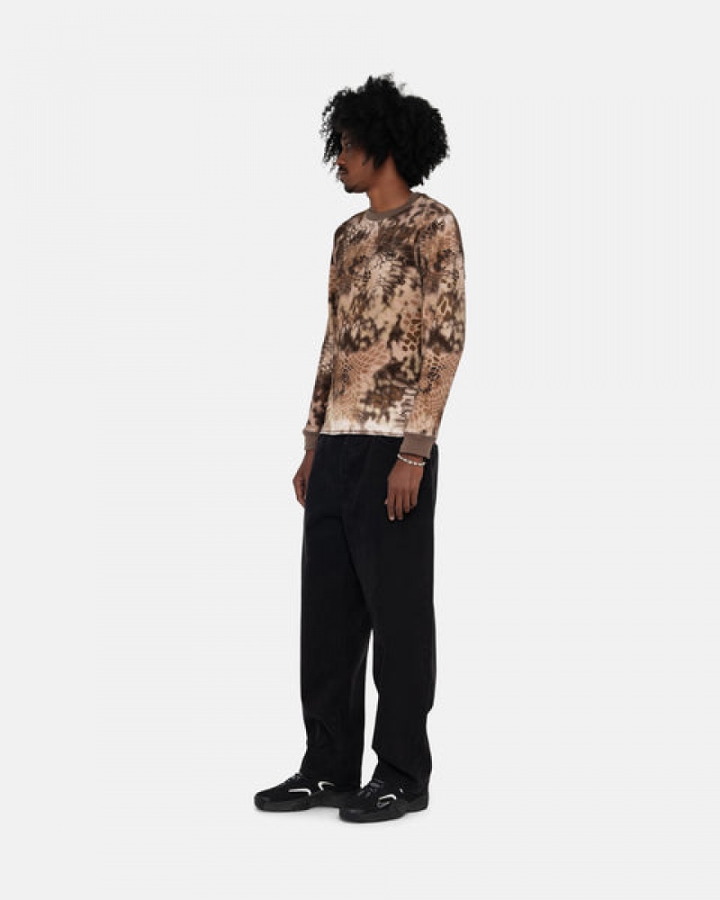 Brown Men's Stussy Kryptek Camo LS Thermal Tops | EAN-9125