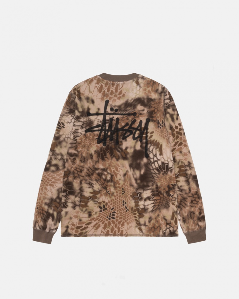 Brown Men\'s Stussy Kryptek Camo LS Thermal Tops | EAN-9125