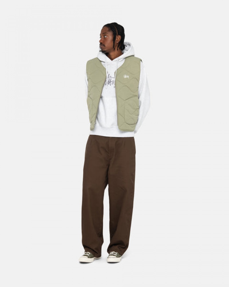 Brown Men's Stussy Recycled Nylon Liner Vest | YJC-9676