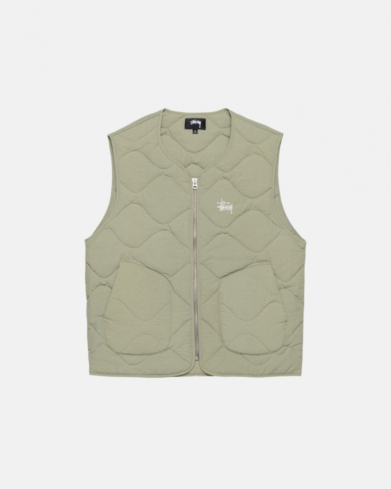 Brown Men\'s Stussy Recycled Nylon Liner Vest | YJC-9676