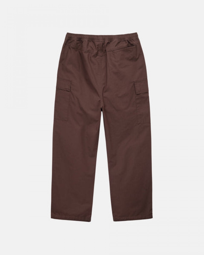 Brown Men's Stussy Ripstop Cargo Beach Pants | EGX-7933