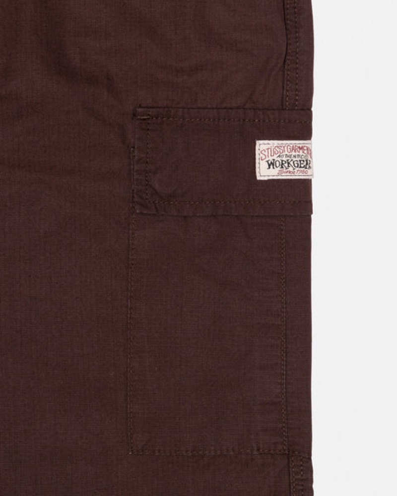 Brown Men's Stussy Ripstop Cargo Beach Pants | EGX-7933