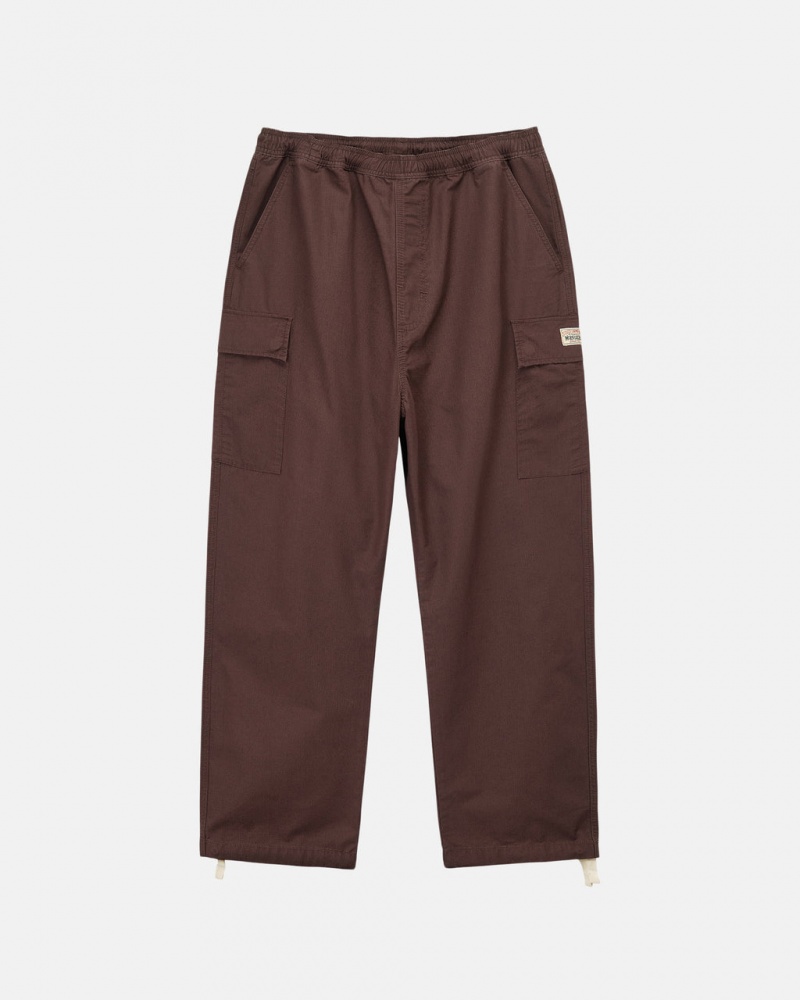 Brown Men\'s Stussy Ripstop Cargo Beach Pants | EGX-7933