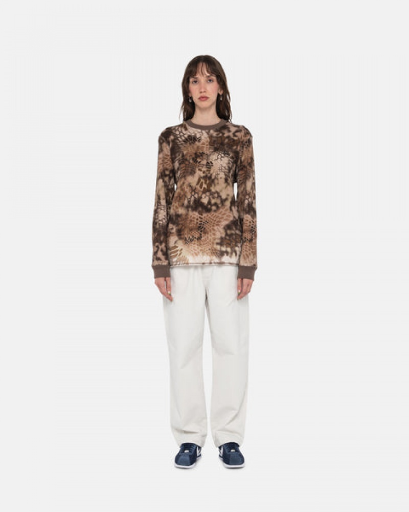 Brown Women's Stussy Kryptek Camo LS Thermal Tops | FSH-1773