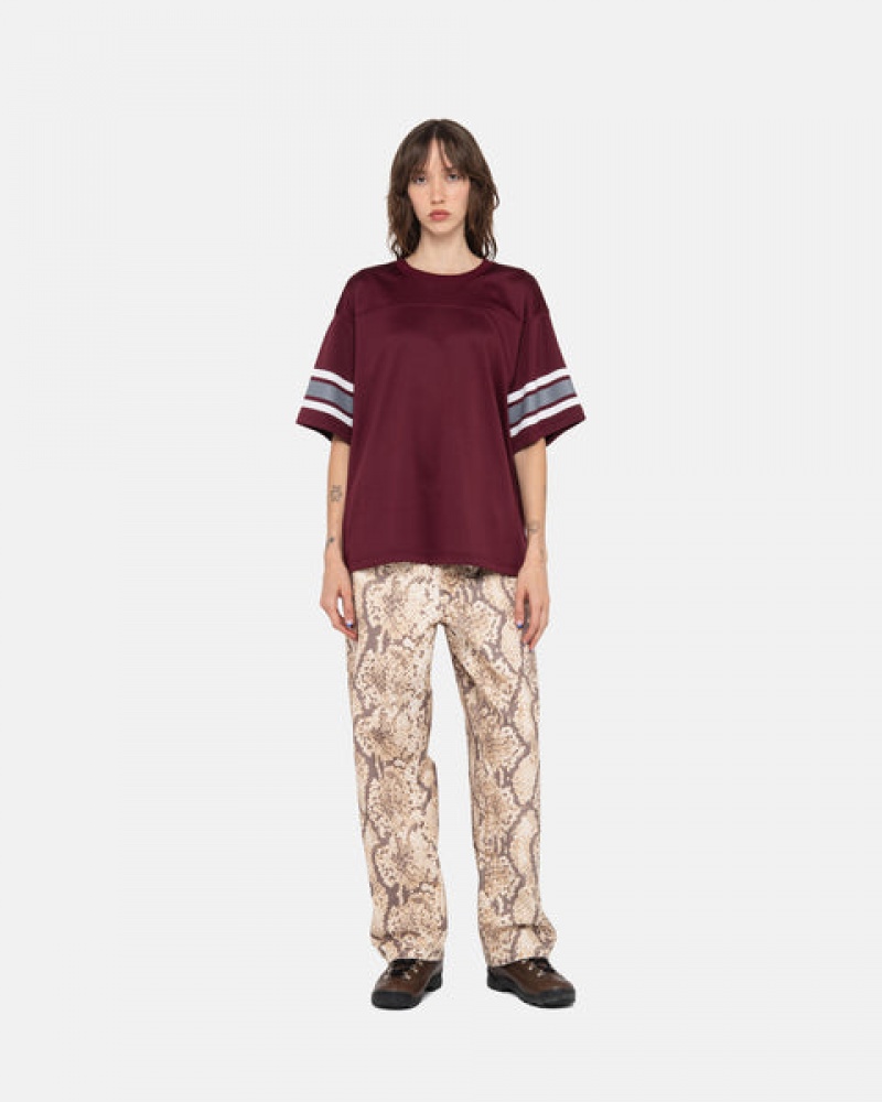 Burgundy Men's Stussy Surfman Mesh Football Jersey Tops | RXX-7595