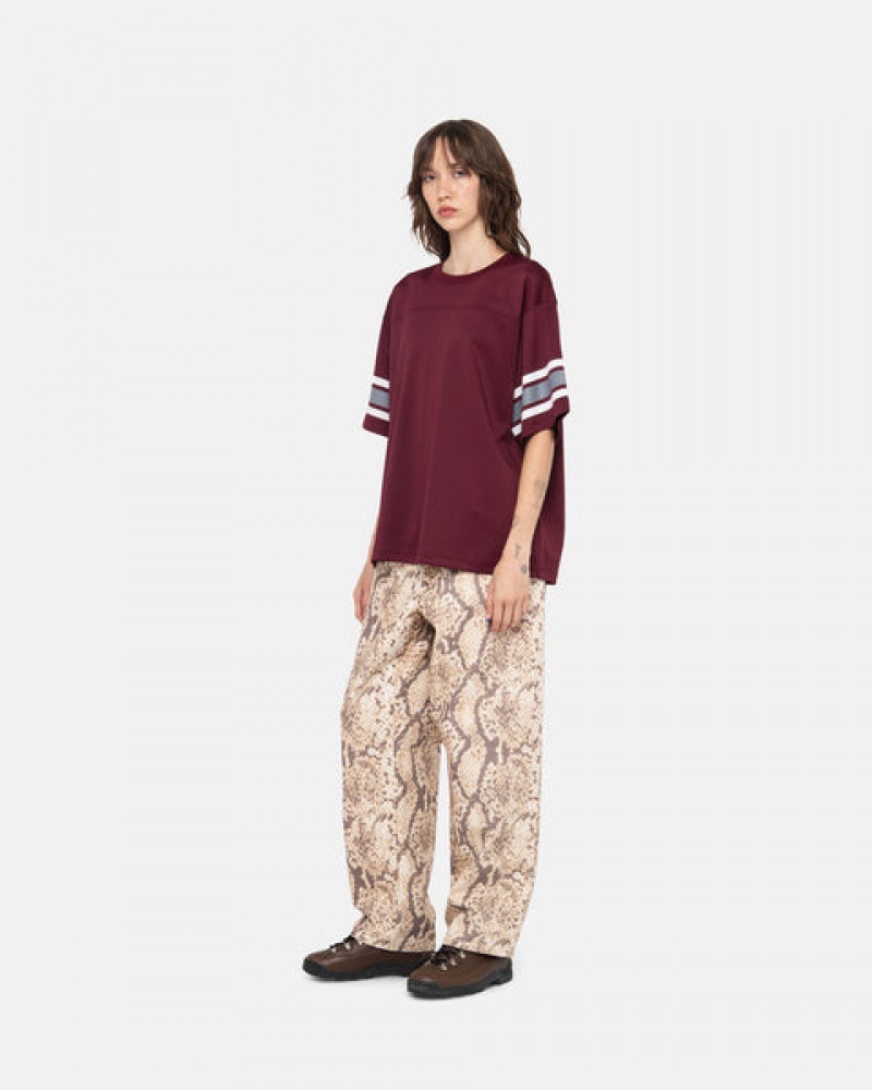 Burgundy Men's Stussy Surfman Mesh Football Jersey Tops | RXX-7595