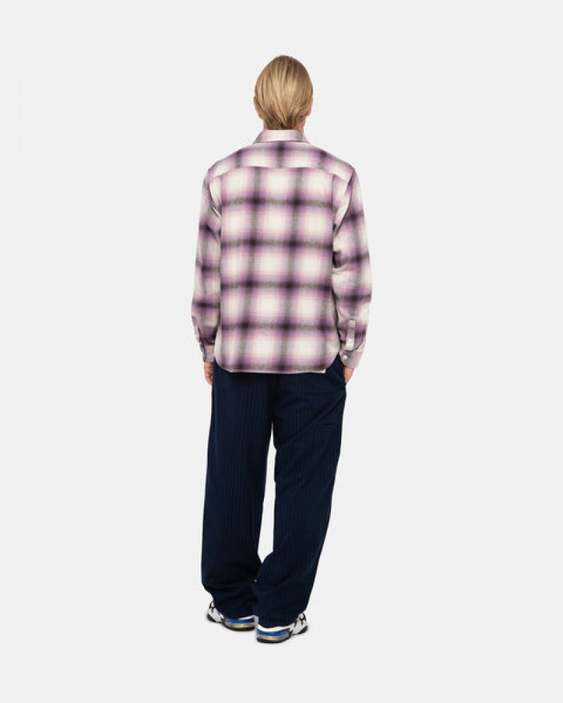 Burgundy Women's Stussy Bay Plaid Shirts | SOU-8024