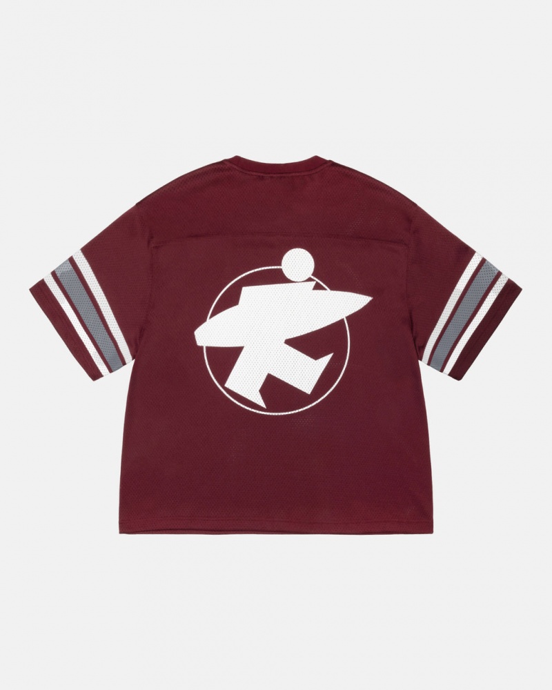 Burgundy Women\'s Stussy Surfman Mesh Football Jersey Tops | EGR-2589