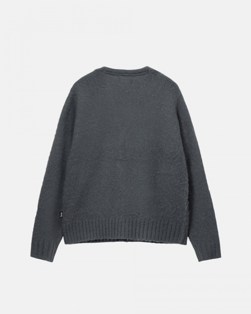 Charcoal Men's Stussy Brushed Cardigan Sweaters | NPX-7967