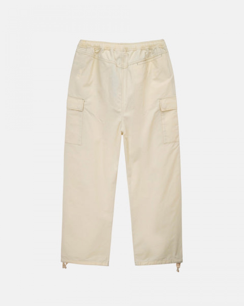 Cream Men's Stussy Beach Pant Ripstop Cargo Pants | MKA-6291