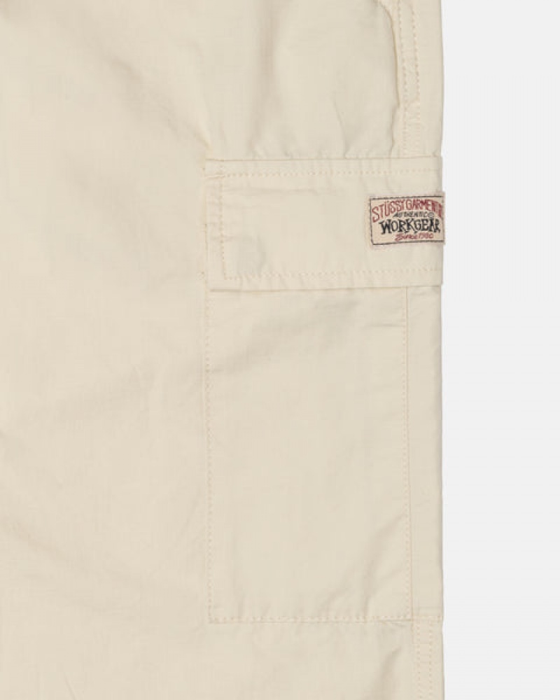 Cream Men's Stussy Beach Pant Ripstop Cargo Pants | MKA-6291