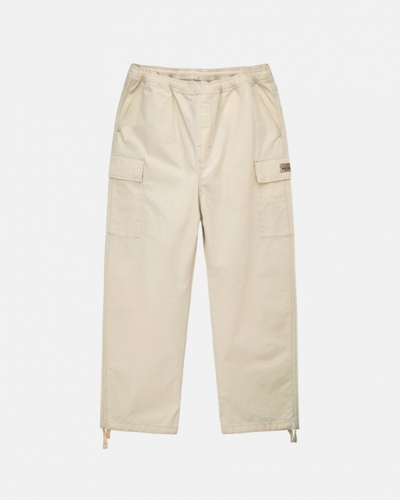 Cream Men\'s Stussy Beach Pant Ripstop Cargo Pants | MKA-6291