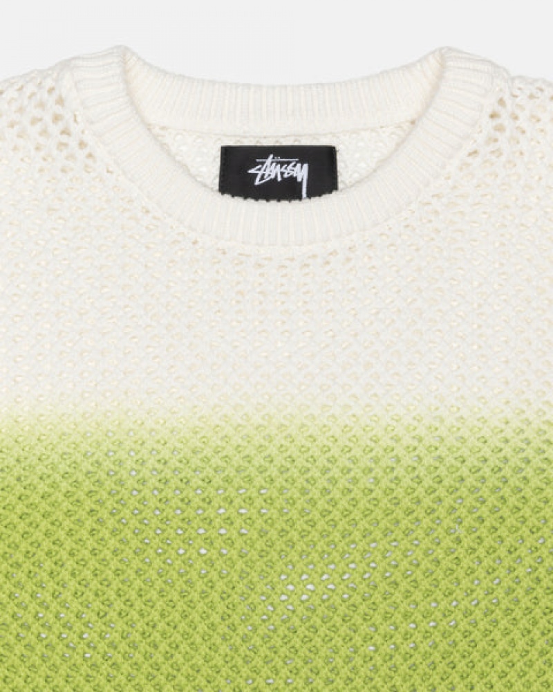 Dark Green Men's Stussy Pigment Dyed Loose Gauge Knit Sweaters | IPC-1344