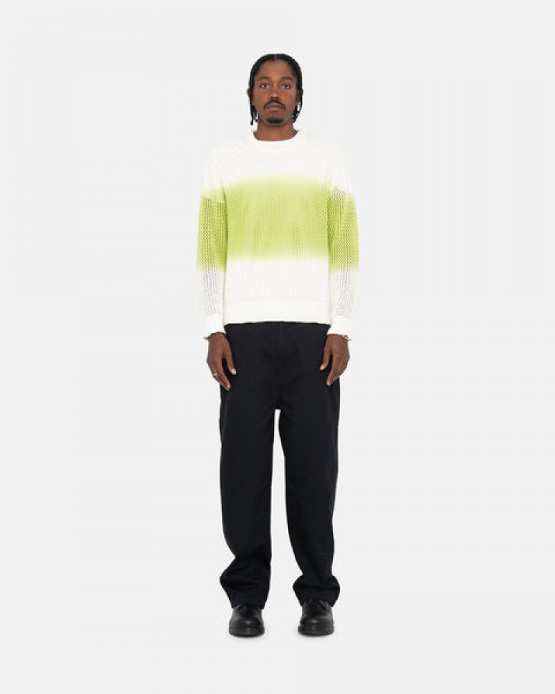 Dark Green Men's Stussy Pigment Dyed Loose Gauge Knit Sweaters | IPC-1344