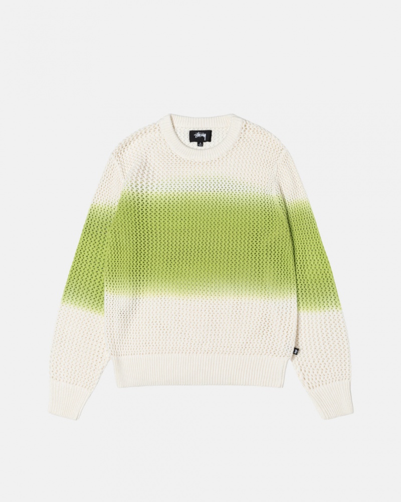 Dark Green Men\'s Stussy Pigment Dyed Loose Gauge Knit Sweaters | IPC-1344