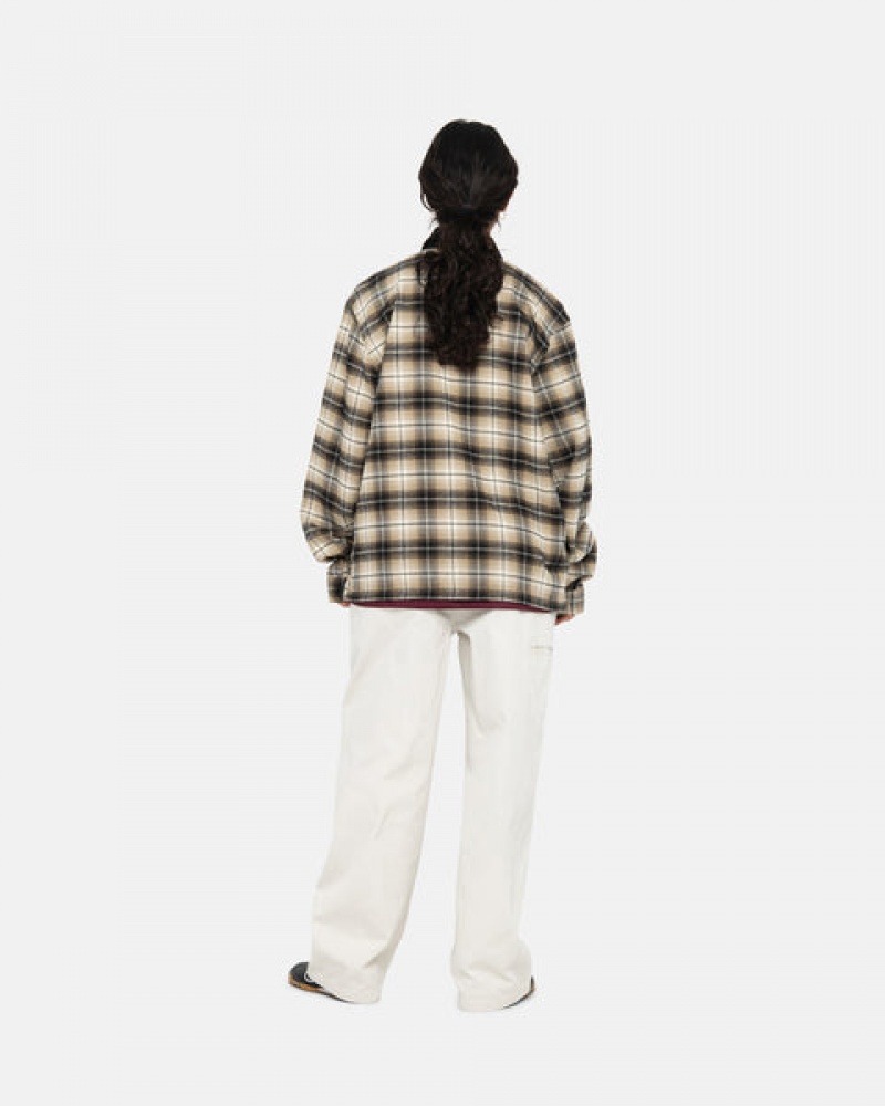 Dark Grey Men's Stussy Frank Plaid Zip Shirts | QYP-4060