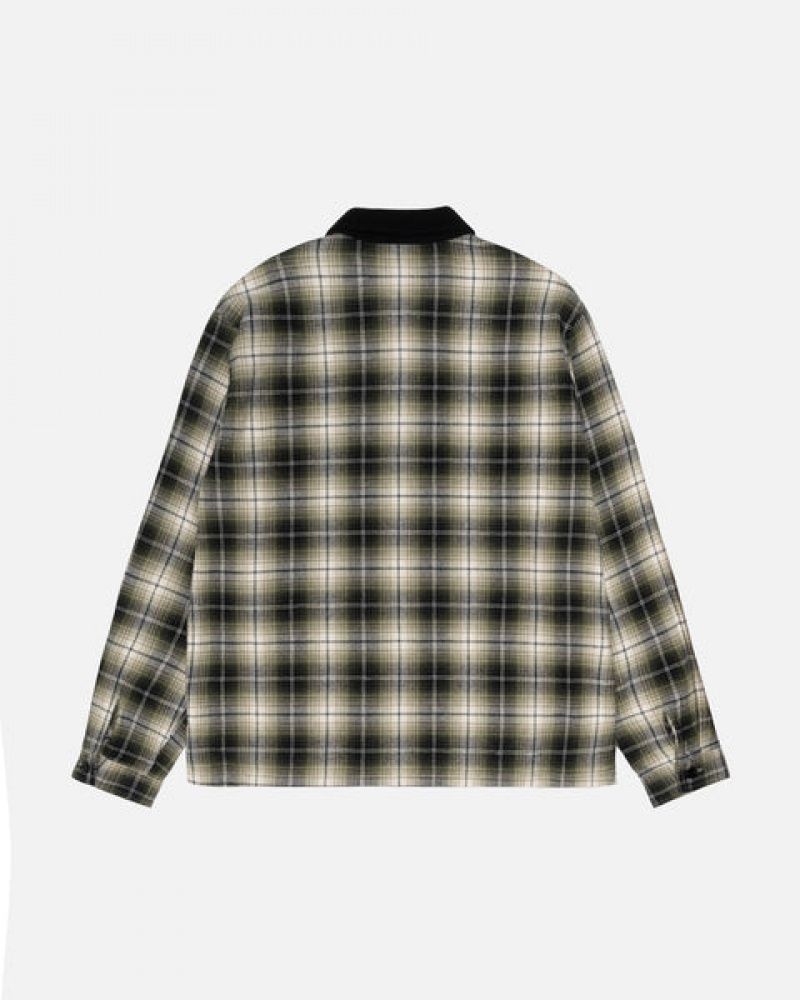 Dark Grey Men's Stussy Frank Plaid Zip Shirts | QYP-4060