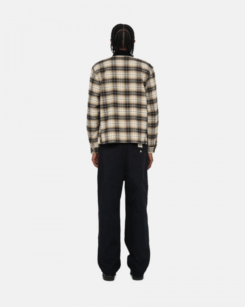 Dark Grey Men's Stussy Frank Plaid Zip Shirts | QYP-4060