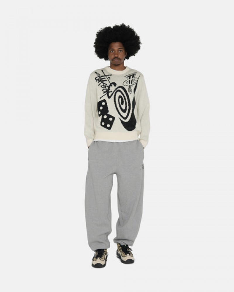 Dark Grey Men's Stussy Fleece Pant Sweatpants | SHB-7652