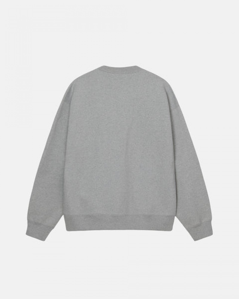 Dark Grey Men's Stussy Fleece Crew Sweatshirts | CXU-8103