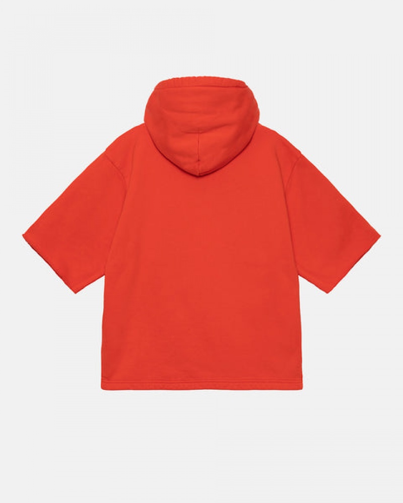 Deep Orange Men's Stussy Ss Boxy Cropped Hoodie | BUE-9134