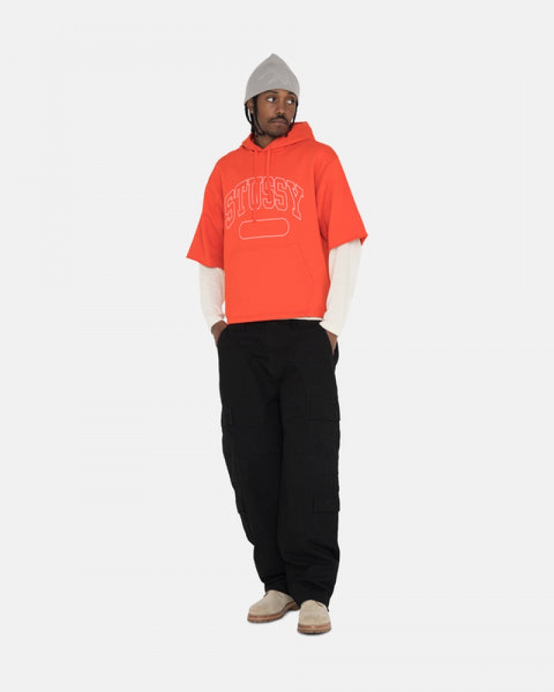 Deep Orange Men's Stussy Ss Boxy Cropped Hoodie | BUE-9134