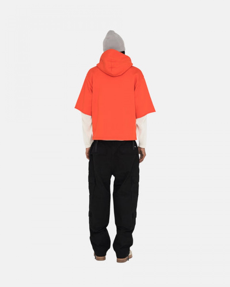 Deep Orange Men's Stussy Ss Boxy Cropped Hoodie | BUE-9134