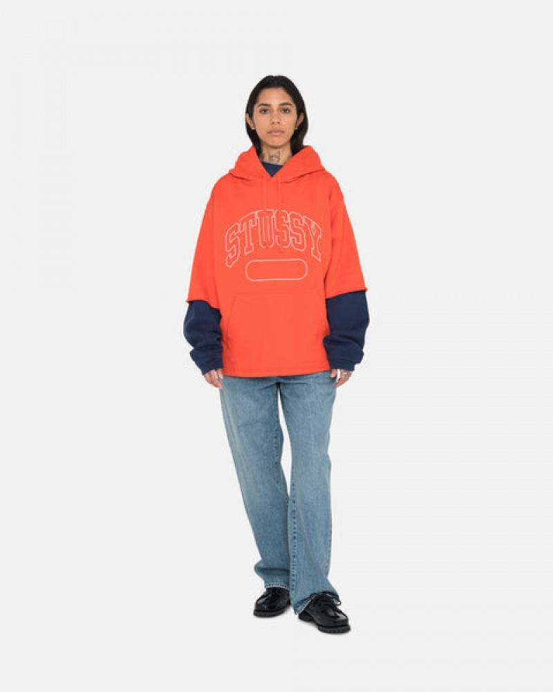 Deep Orange Men's Stussy Ss Boxy Cropped Hoodie | BUE-9134