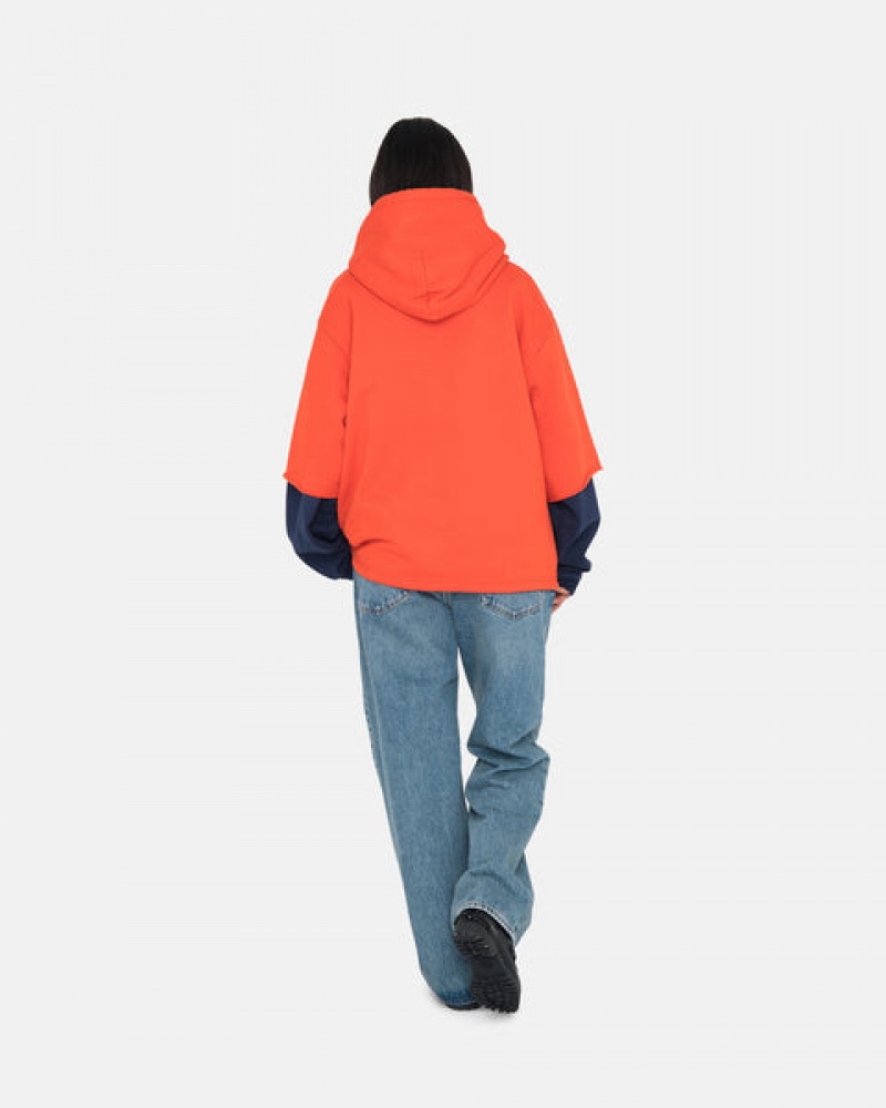 Deep Orange Men's Stussy Ss Boxy Cropped Hoodie | BUE-9134