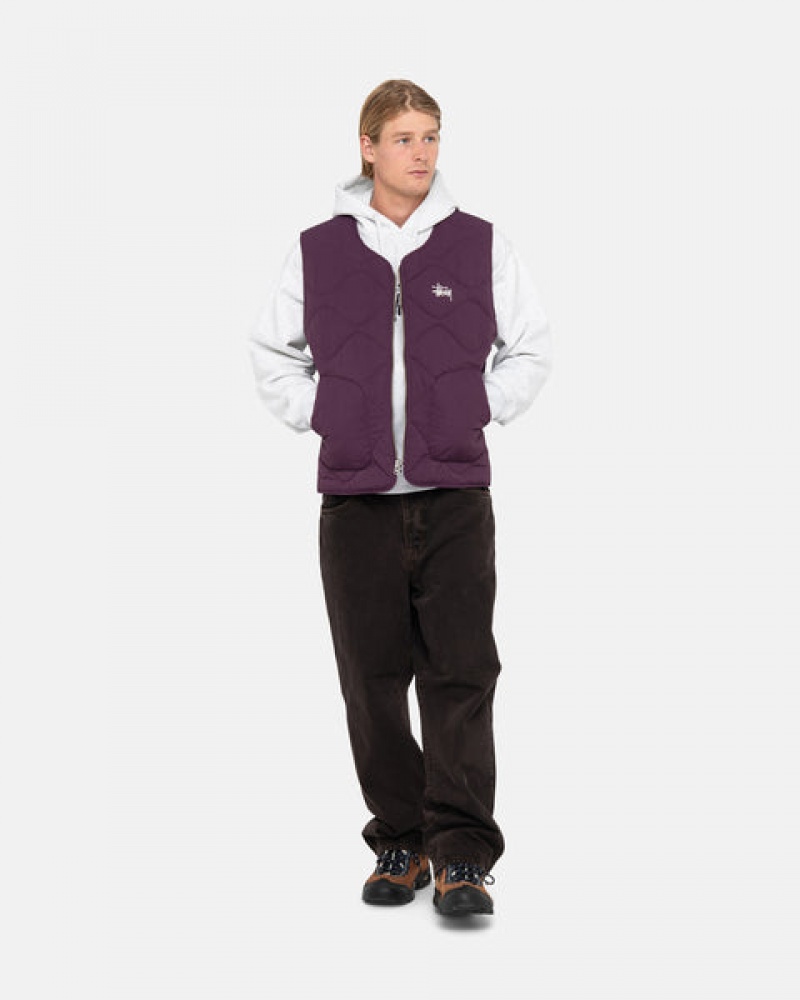 Fuchsia Men's Stussy Recycled Nylon Liner Vest | KFJ-2420