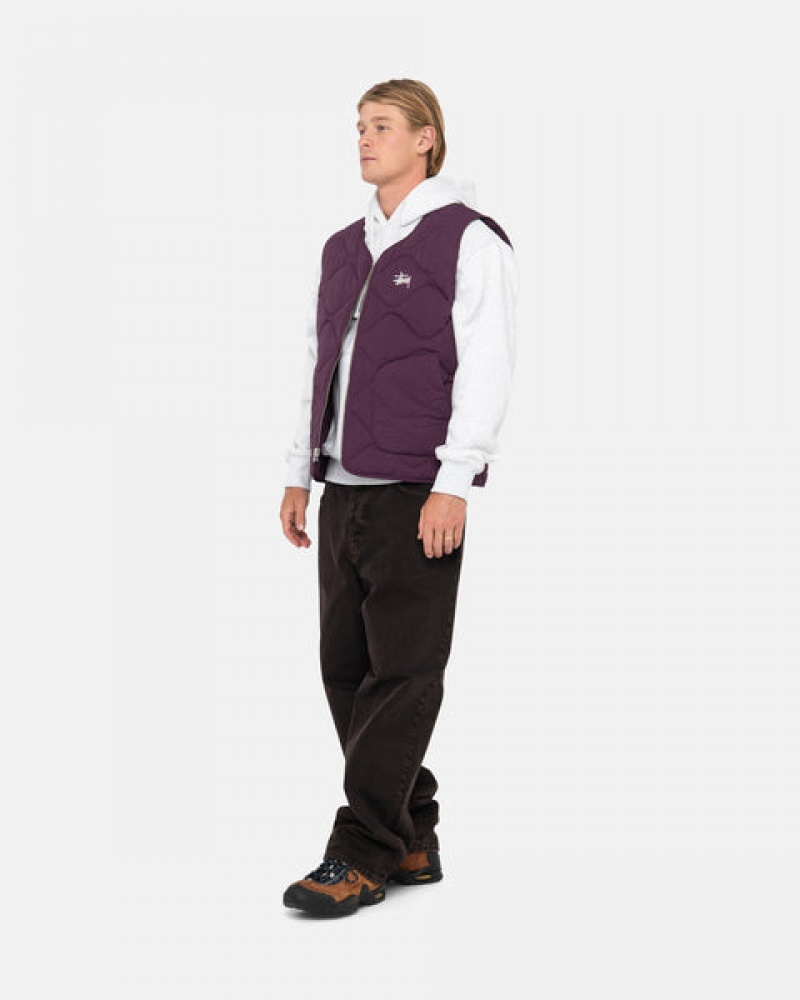 Fuchsia Men's Stussy Recycled Nylon Liner Vest | KFJ-2420